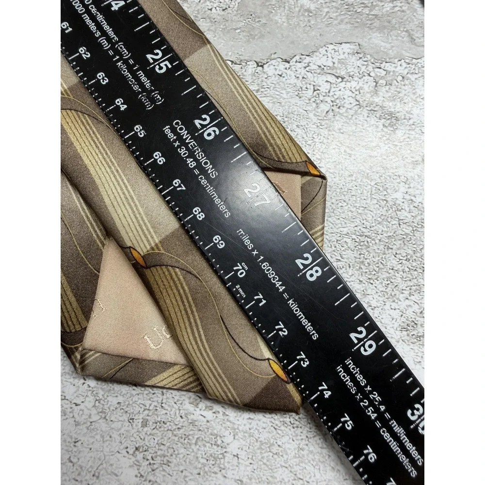 Uomo Venetto 100% Silk Tie Mens One Size Brown Geometric Pointed Necktie
